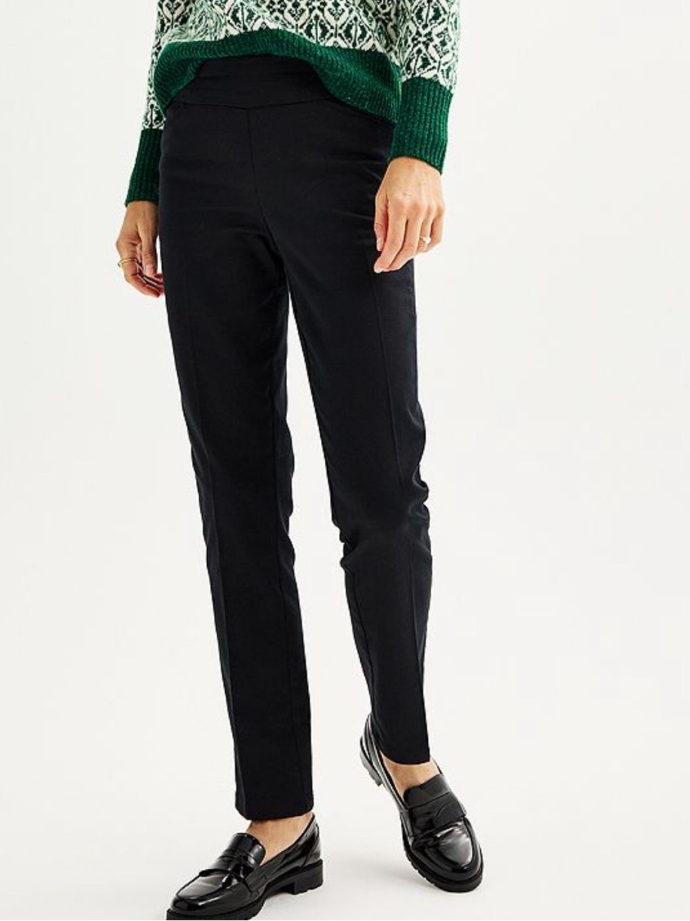 Croft & Barrow Women's Mid Rise Straight Effortless Stretch Pant Black 8 Short